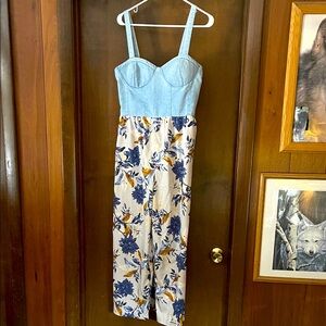 Bog Collective Floral Denim Jumpsuit